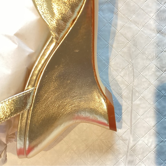 Knotted Sculptural Wedge Sandals Anthropologie Dressy Gold Heels Size 7 NIB NEW - Picture 7 of 15